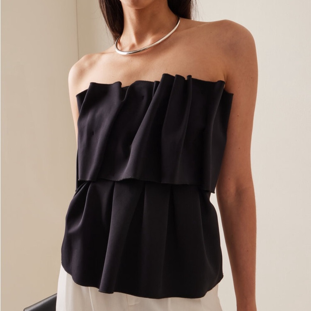 House of Dagmar Black Sculpted Blouse NWT